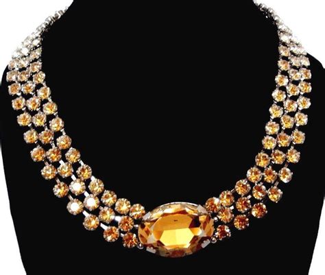 yellow citrine crystal necklace by christian dior|Christian Dior Vintage 1980s Citrine Round Cluster .